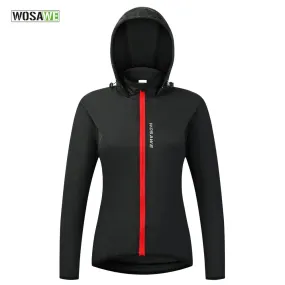 Ladies Windproof Cycling Jackets Hooded Riding Waterproof Cycle Clothing Bike Long Sleeve Jerseys Reflective Wind Coat