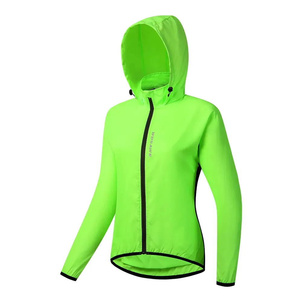 Ladies Windproof Cycling Jackets Hooded Riding Waterproof Cycle Clothing Bike Long Sleeve Jerseys Reflective Wind Coat