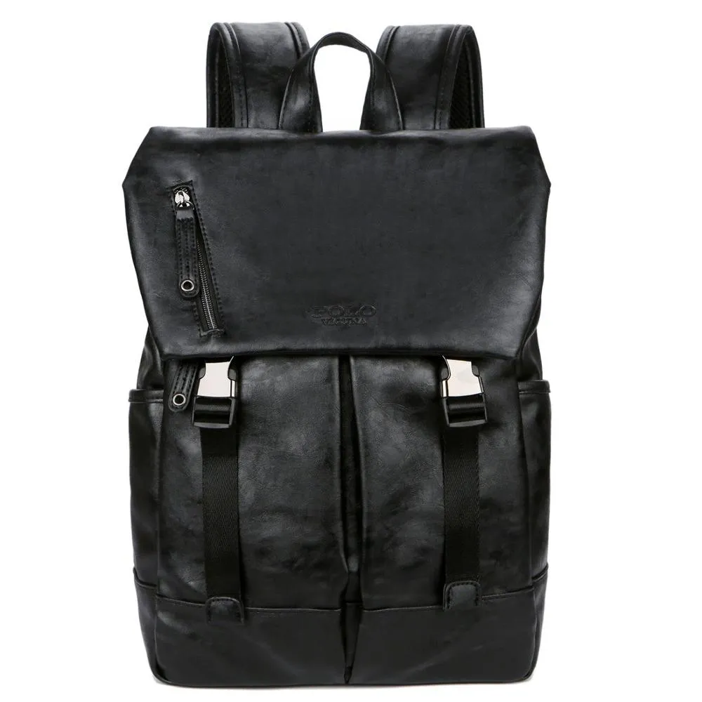 Large Capacity Double Snapper Leather Backpack