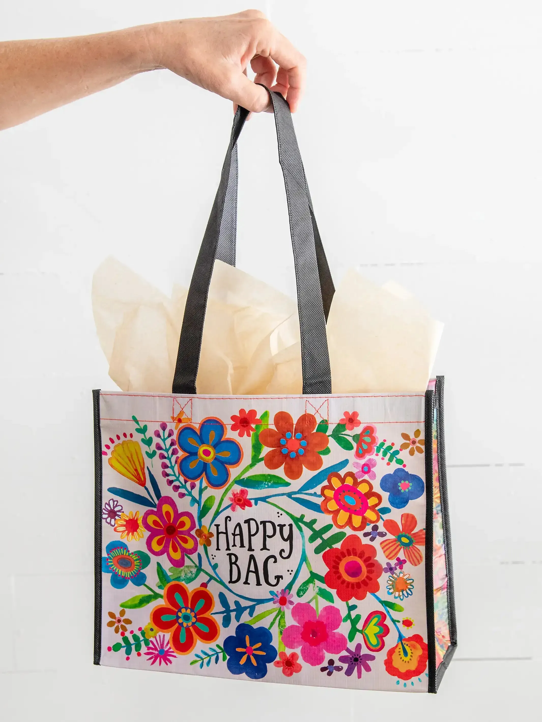 Large Happy Bag, Set of 3 - Cream Floral