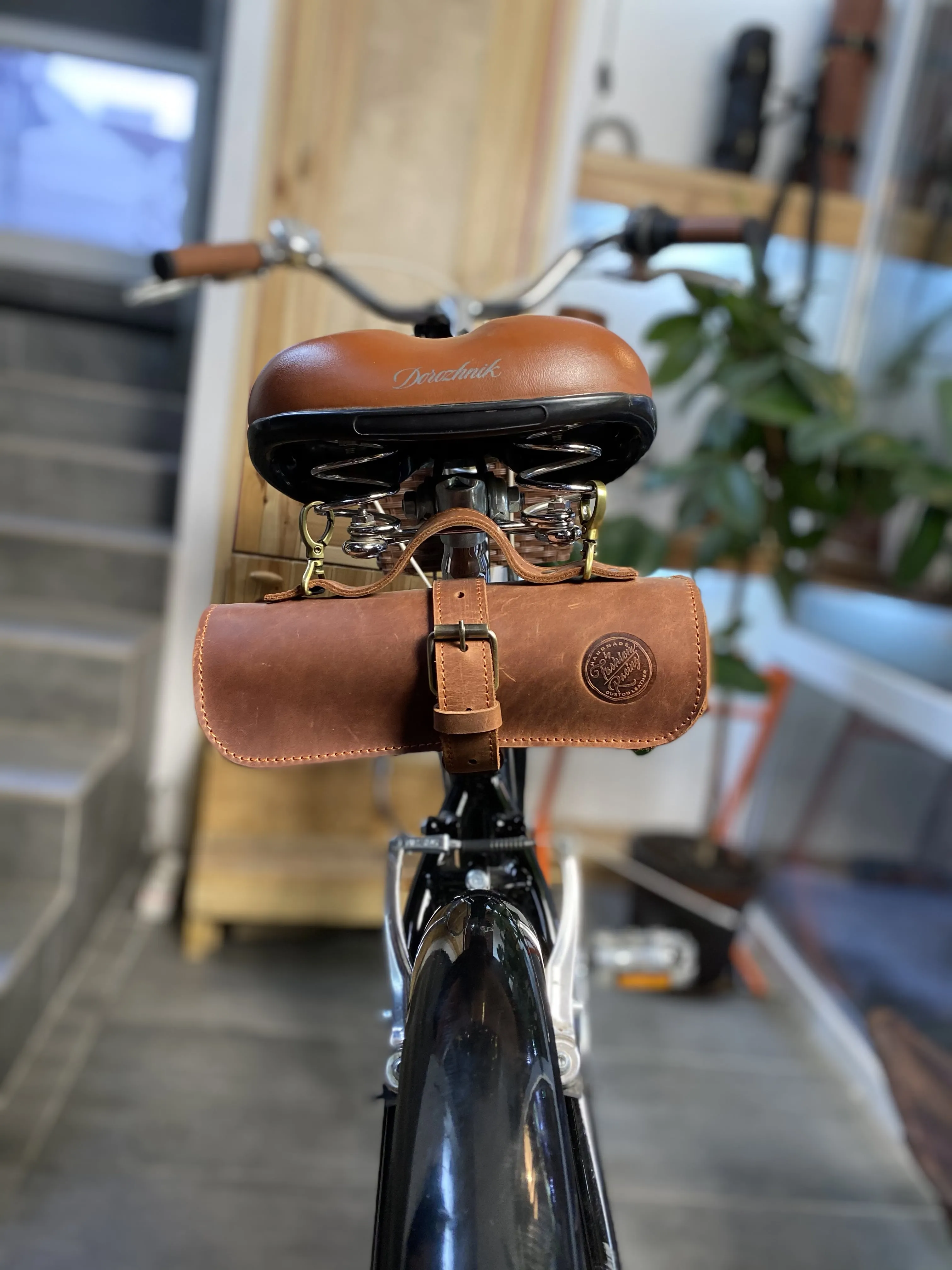 Leather Bike Saddle Bag, Bicycle Leather Tool Roll