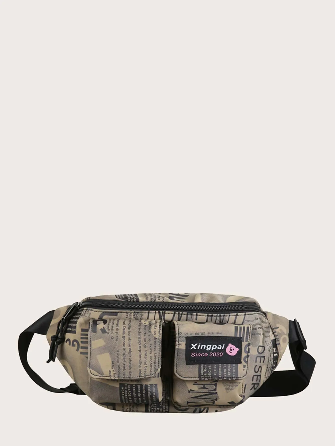 Letter Graphic Pocket Front Fanny Pack