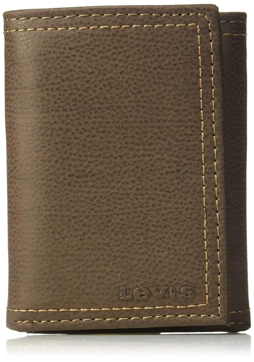 Levi's Men's Genuine Leather Trifold - Big Skinny Wallet with RFID Security for Credit Cards with 2 ID Windows