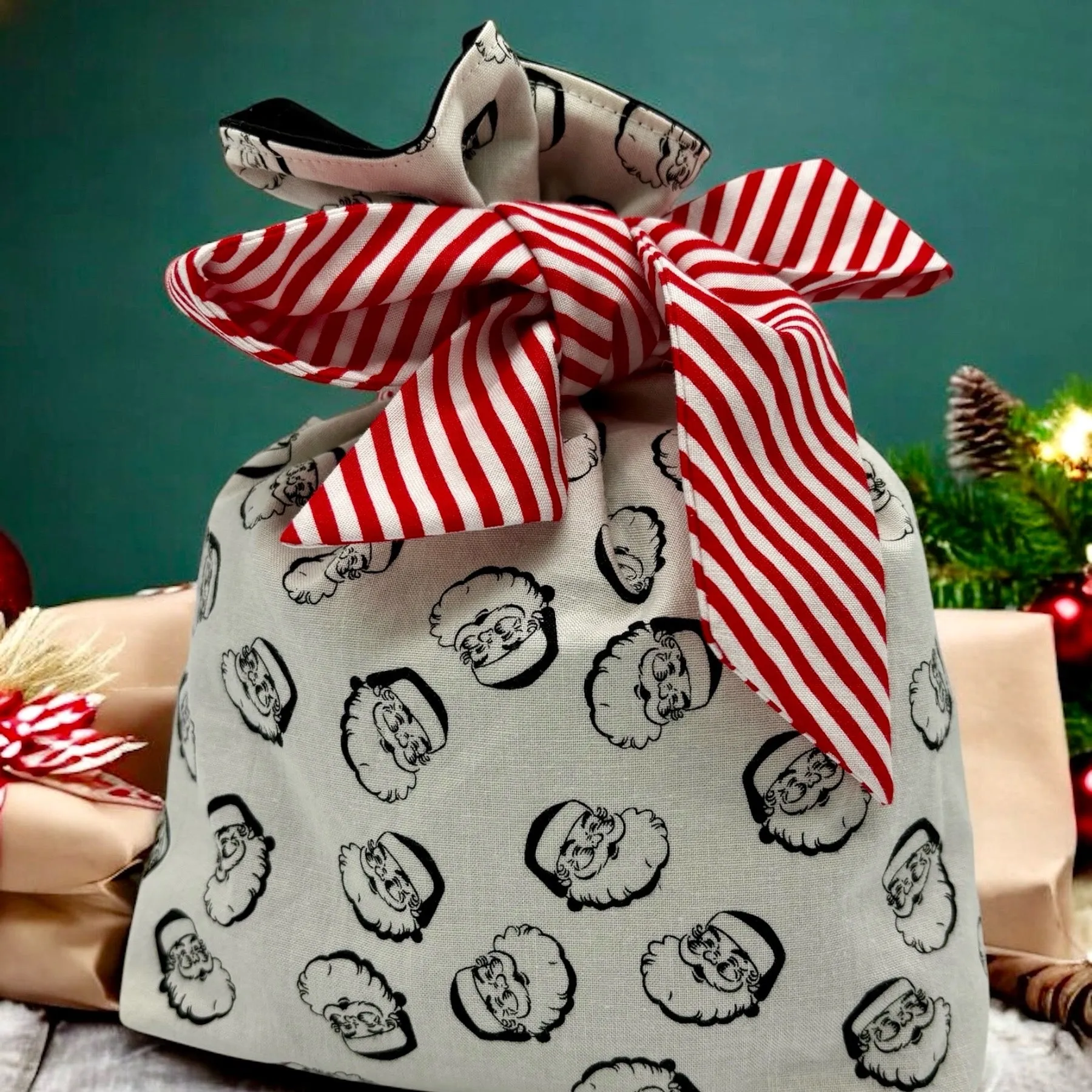 Little Something Gift Bag - Santas Black on White