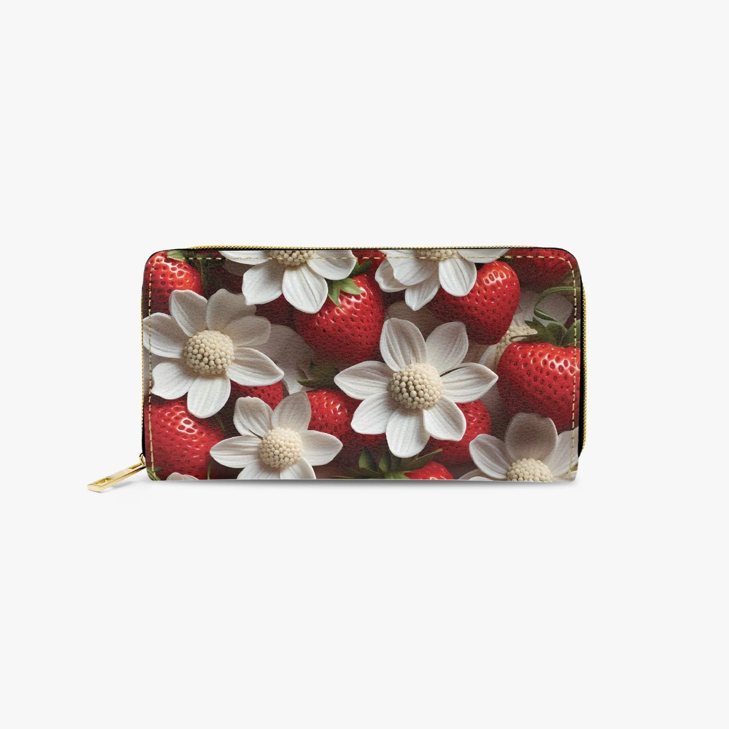 Long Type Zipper Purse - Strawberries