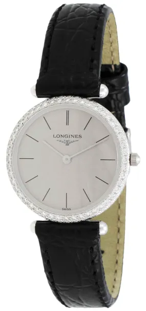 Longines La Grande Classique Agassiz 18kt White Gold & Diamond Womens Watch Grey Dial L4.191.7.72.2