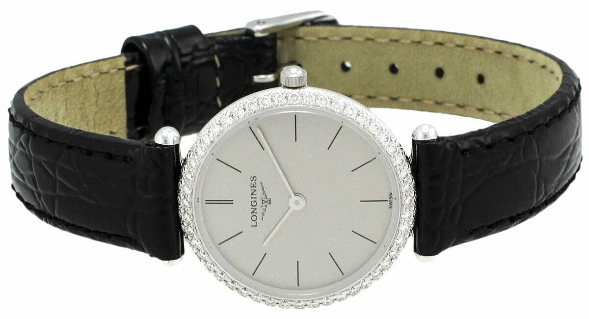 Longines La Grande Classique Agassiz 18kt White Gold & Diamond Womens Watch Grey Dial L4.191.7.72.2