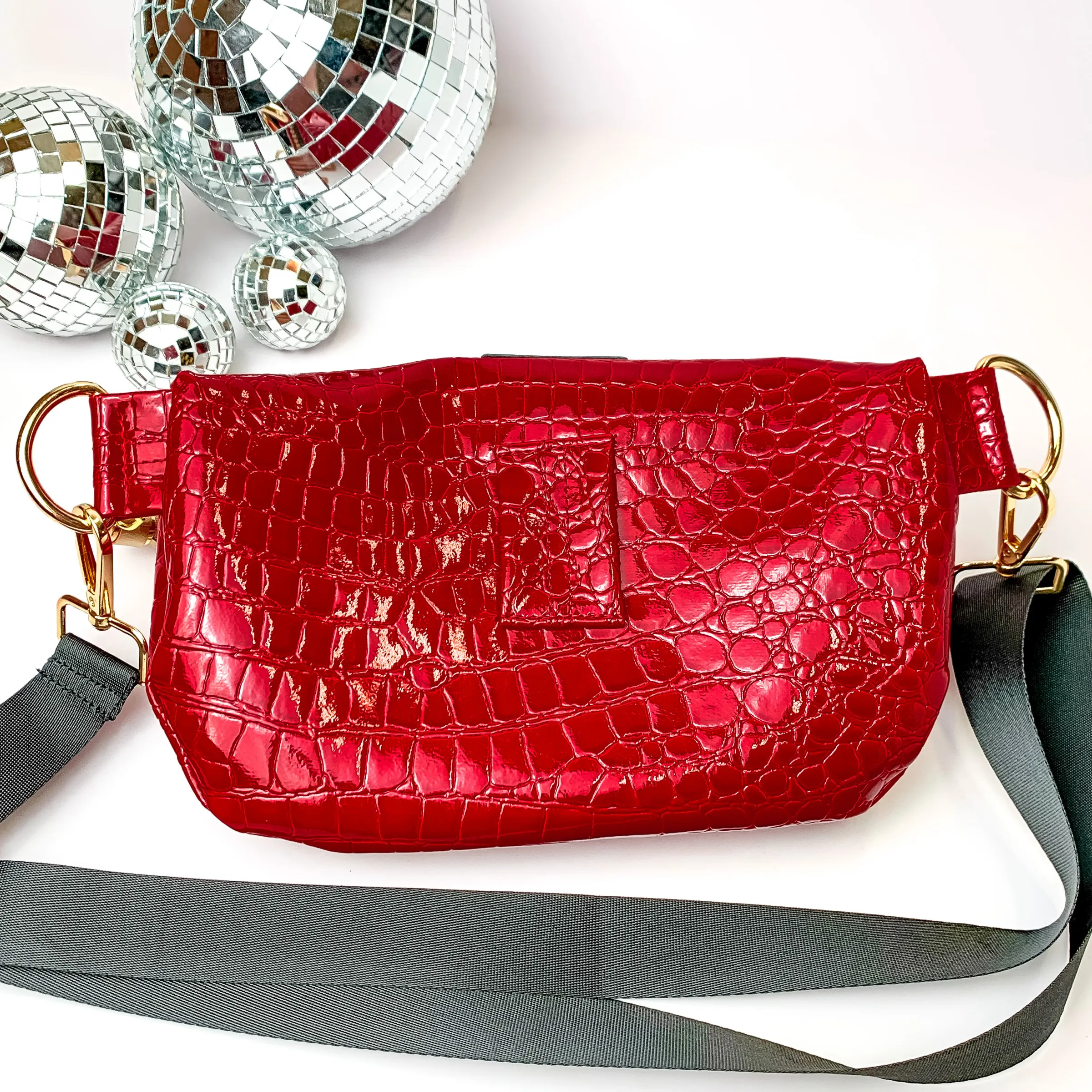 Makeup Junkie | Vixen Sidekick with Adjustable Strap in Cherry Red Croc Print