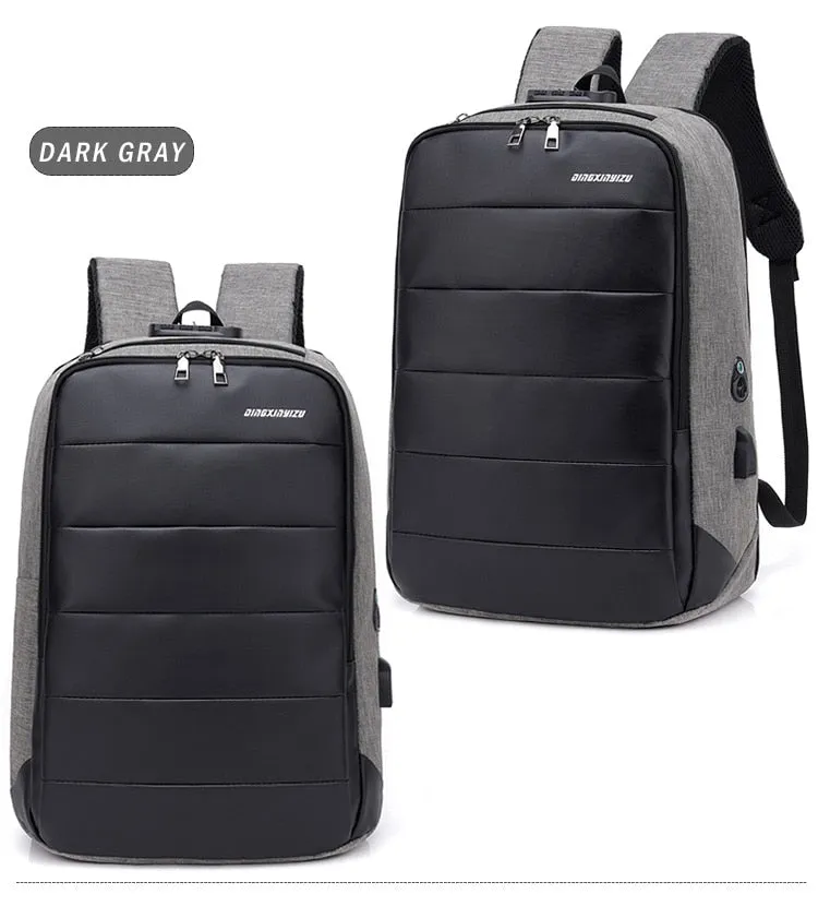 Medium Men's Anti-Theft 15" Laptop Backpack with USB Charging and TSA Lock