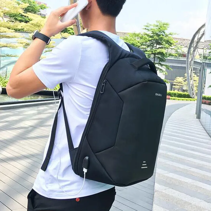 Men 15.6 Laptop Backpack Anti Theft Backpack USB Charging