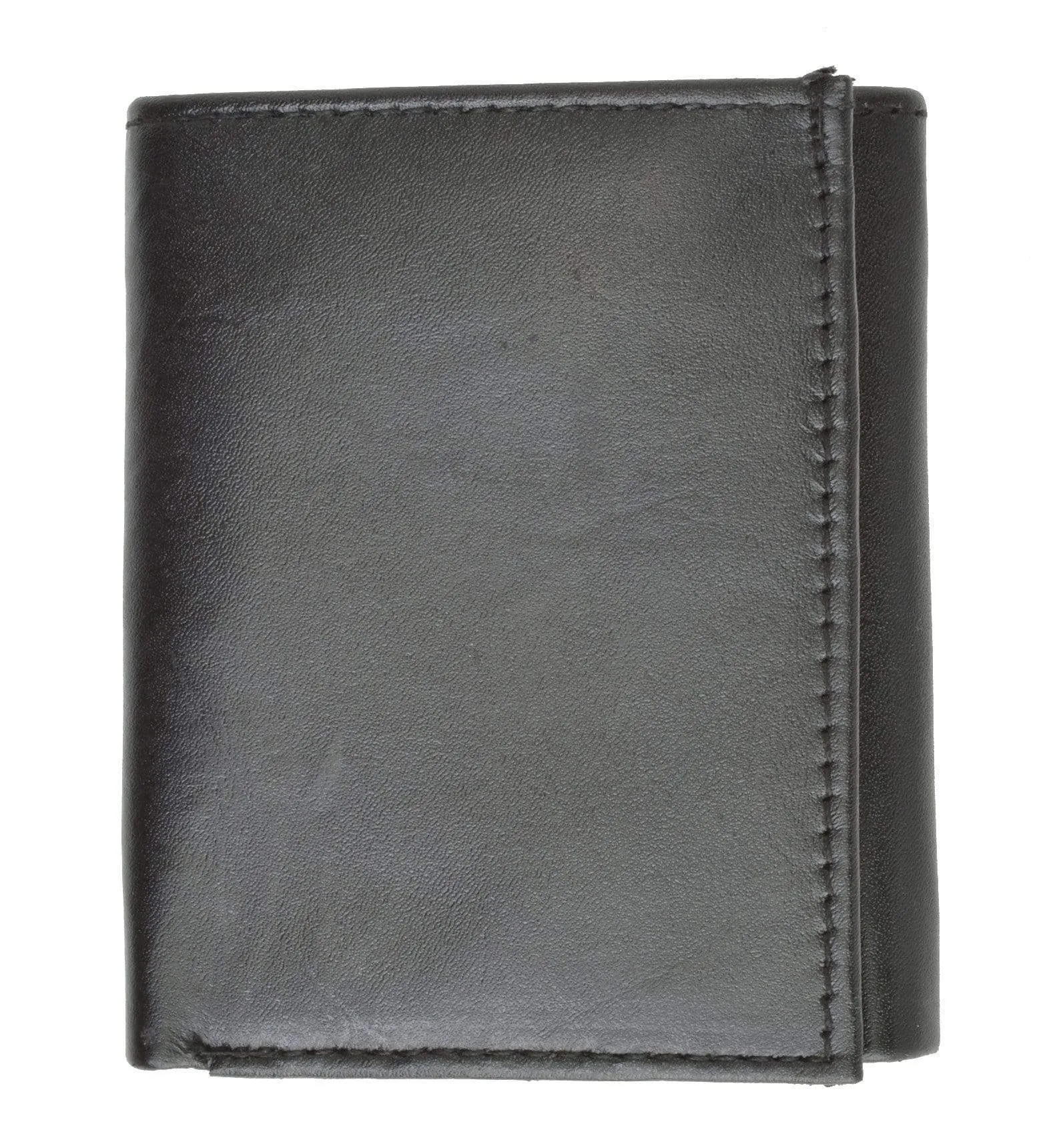 Mens Genuine Leather Card ID Key Holder Trifold Wallet 2555