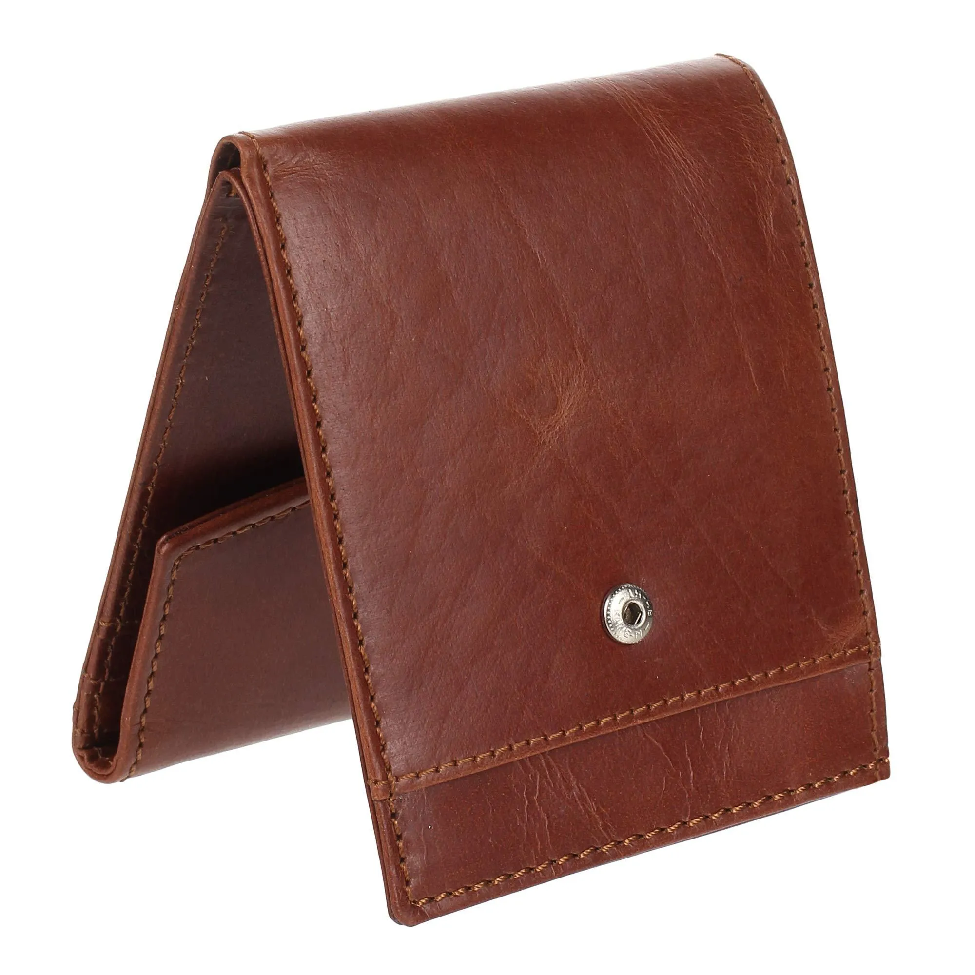 Mens RFID Blocking Genuine Leather Envelope Style Wallet with External ID Pocket 750 TAN