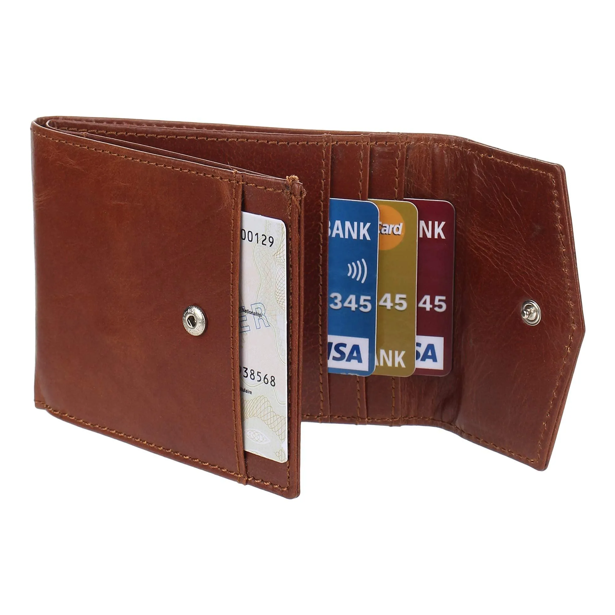 Mens RFID Blocking Genuine Leather Envelope Style Wallet with External ID Pocket 750 TAN