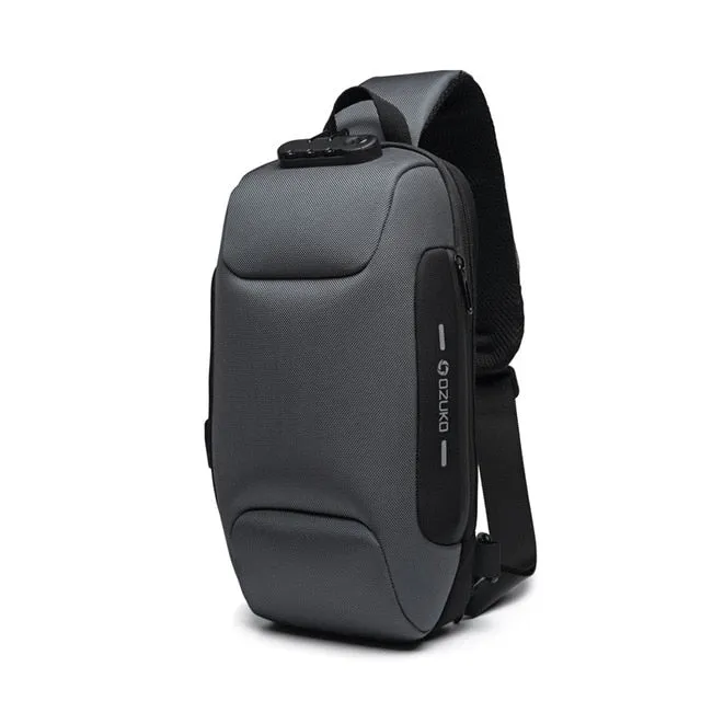 Men's Small Anti-Theft Sling Backpack with TSA Lock and USB Charging