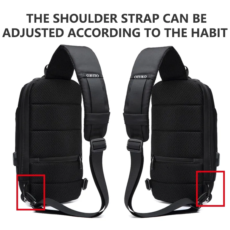 Men's Small Anti-Theft Sling Backpack with TSA Lock and USB Charging