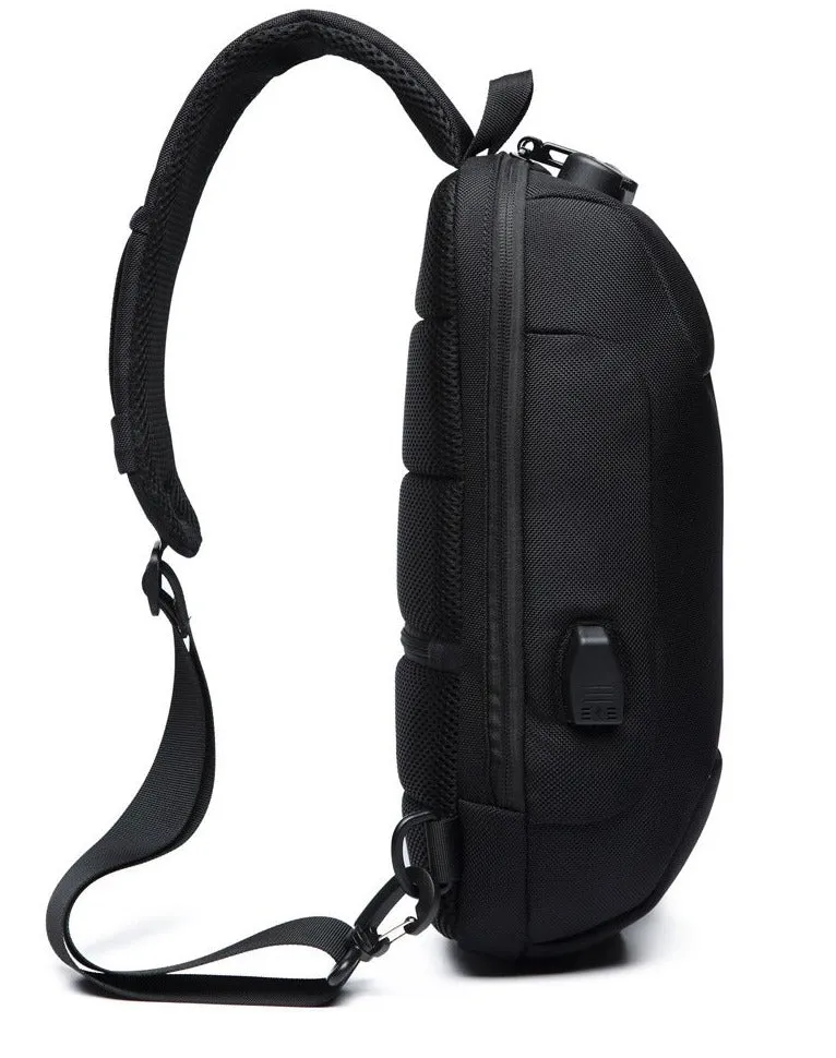 Men's Small Anti-Theft Sling Backpack with TSA Lock and USB Charging