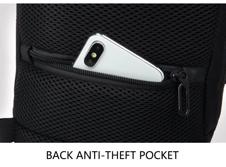 Men's Small Anti-Theft Sling Backpack with TSA Lock and USB Charging