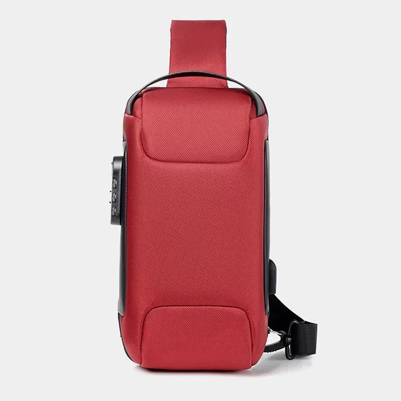 Men'S Usb Crossbody Bag Anti-Theft Shoulder Bags Waterproof Oxford Waist Bag Multifunction Short Travel Messenger Chest Pack