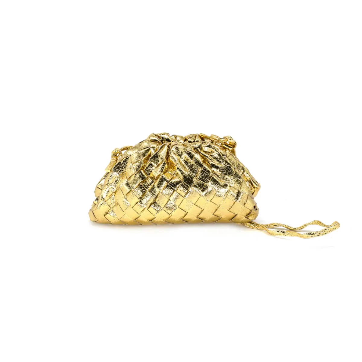 Metallic Braided Faux Leather Clutch Bag