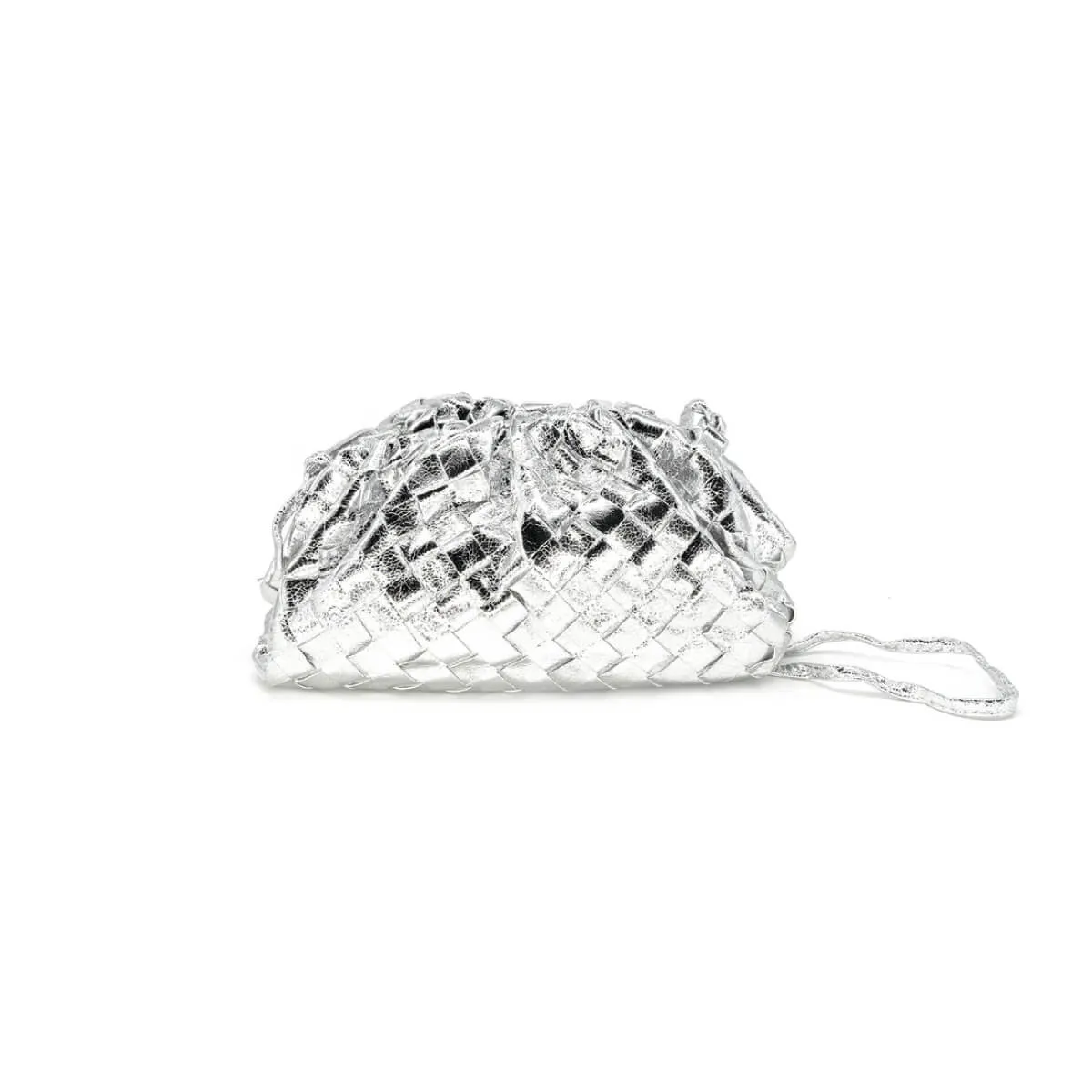 Metallic Braided Faux Leather Clutch Bag