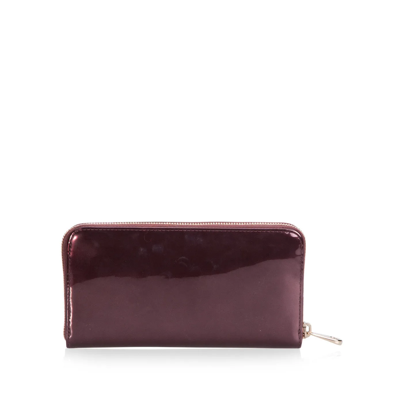 Metallic Oxblood Zip-Around Wallet