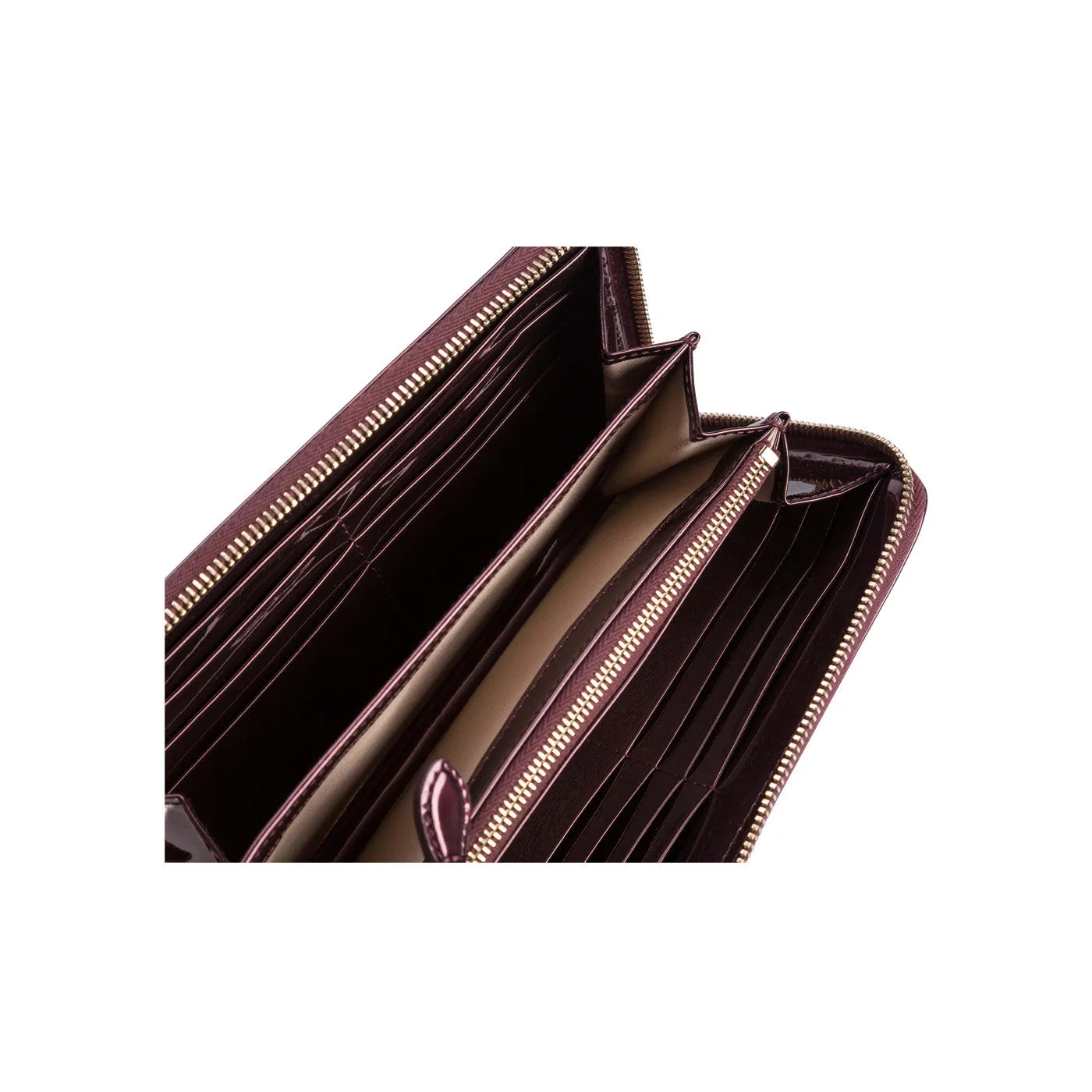 Metallic Oxblood Zip-Around Wallet