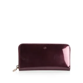 Metallic Oxblood Zip-Around Wallet