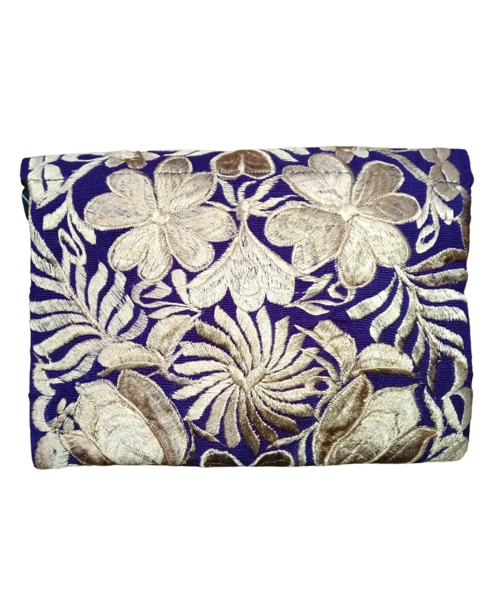 Mexican Embroidered Floral Clutch Bag Purple