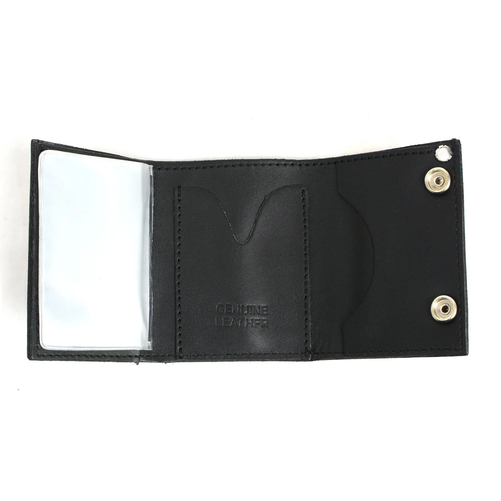 Milwaukee Leather MLW7832 Men's 4” Leather “Flamed” Tri-Fold Biker Wallet w/ Anti-Theft Stainless Steel Chain