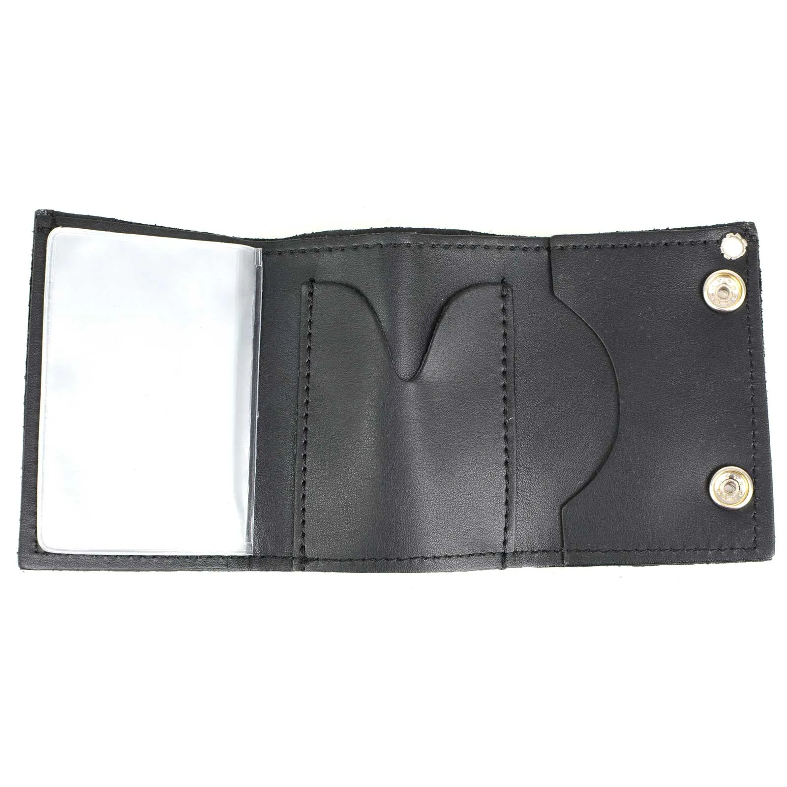 Milwaukee Leather MLW7833 Men's 4” Leather “Lone Wolf No Club” Tri-Fold Wallet w/ Anti-Theft Stainless Steel Chain