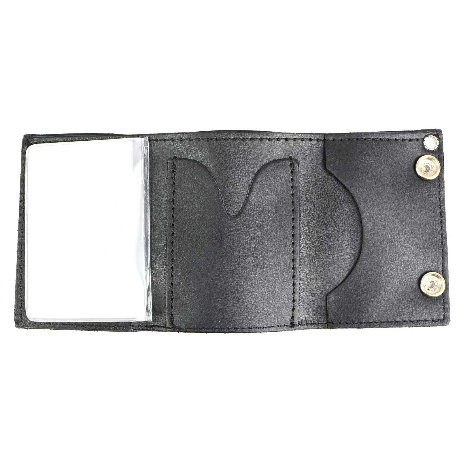 Milwaukee Leather MLW7834 Men's 4” Leather “Skeleton Teeth” Tri-Fold Wallet w/ Anti-Theft Stainless Steel Chain