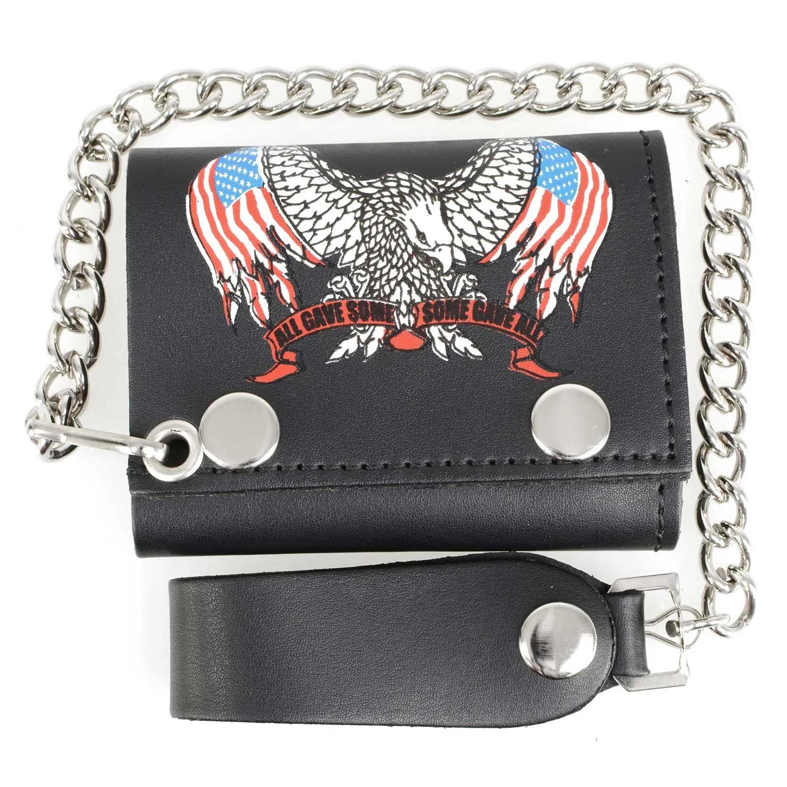 Milwaukee Leather MLW7837 Men's 4” Leather “Eagle w/ Flag” Tri-Fold