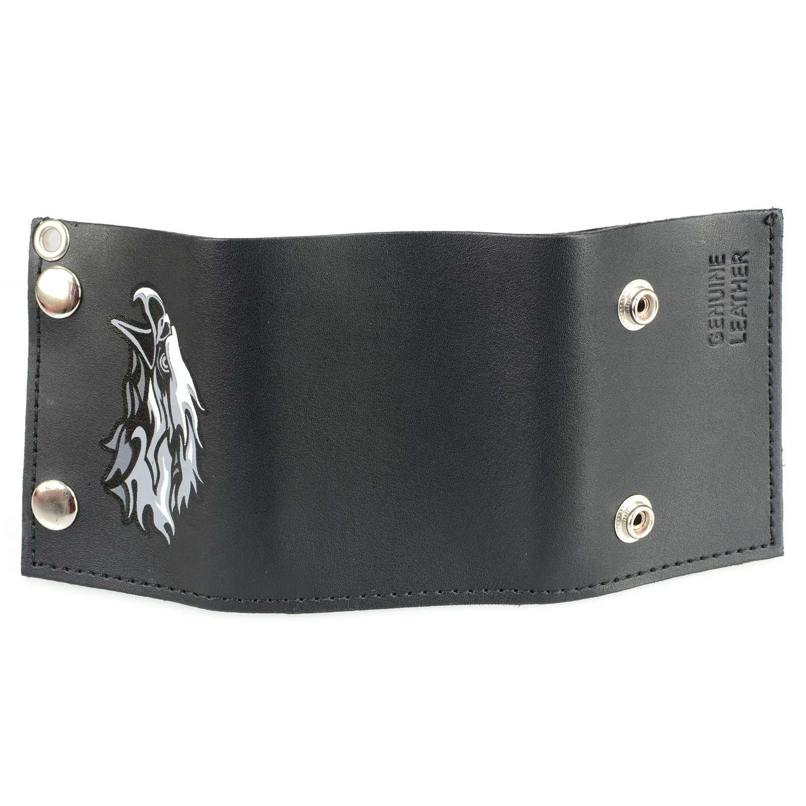 Milwaukee Leather MLW7838 Men's 4” Leather “Flaming Eagle” Tri-Fold