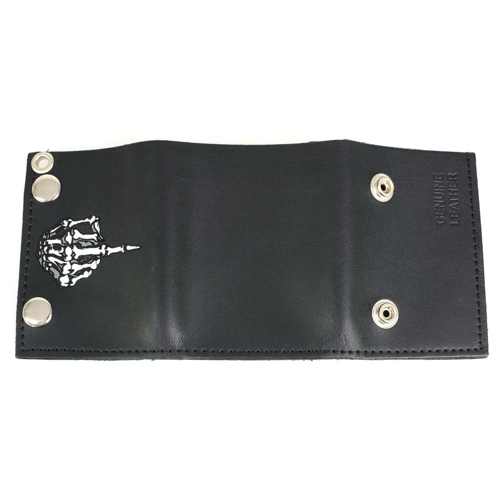 Milwaukee Leather MLW7840 Men's 4” Leather “Skeleton Finger” Tri-Fold