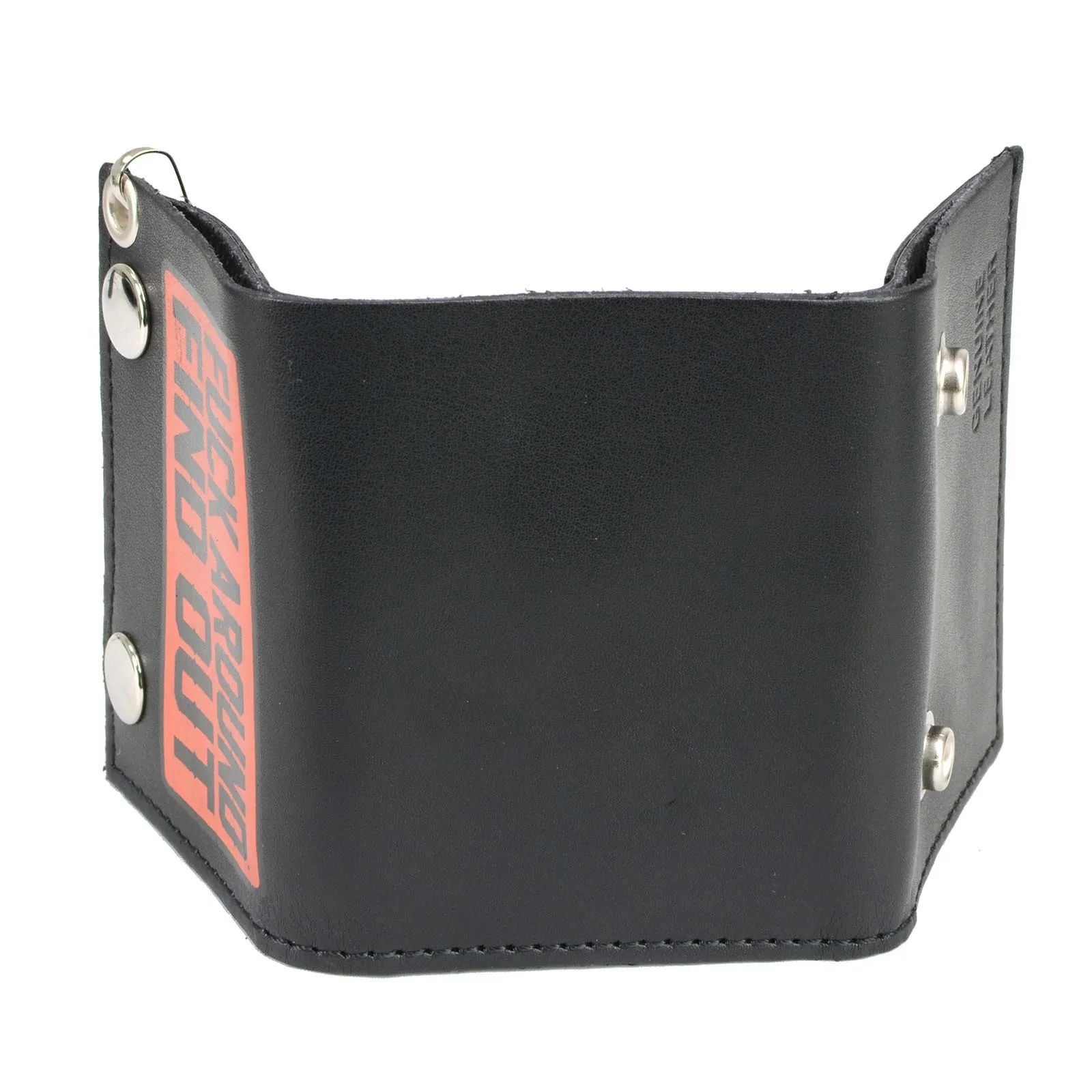 Milwaukee Leather MLW7841 Men's 4” Black Leather Biker Wallet - Tri-Fold Anti-Theft Stainless Steel Chain w/ "F.A.F.O"