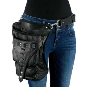 Milwaukee Leather MP8898 Black Leather Conceal and Carry Thigh Bag