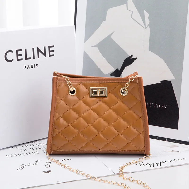 Mini Chain Shoulder Bags Rhombus Sewing Small Square Bags For Women