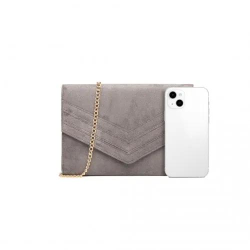 Miss Lulu Chevron Envelope Clutch Bag - Grey | Stylish Evening Accessory