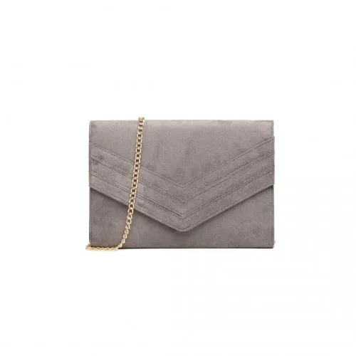 Miss Lulu Chevron Envelope Clutch Bag - Grey | Stylish Evening Accessory