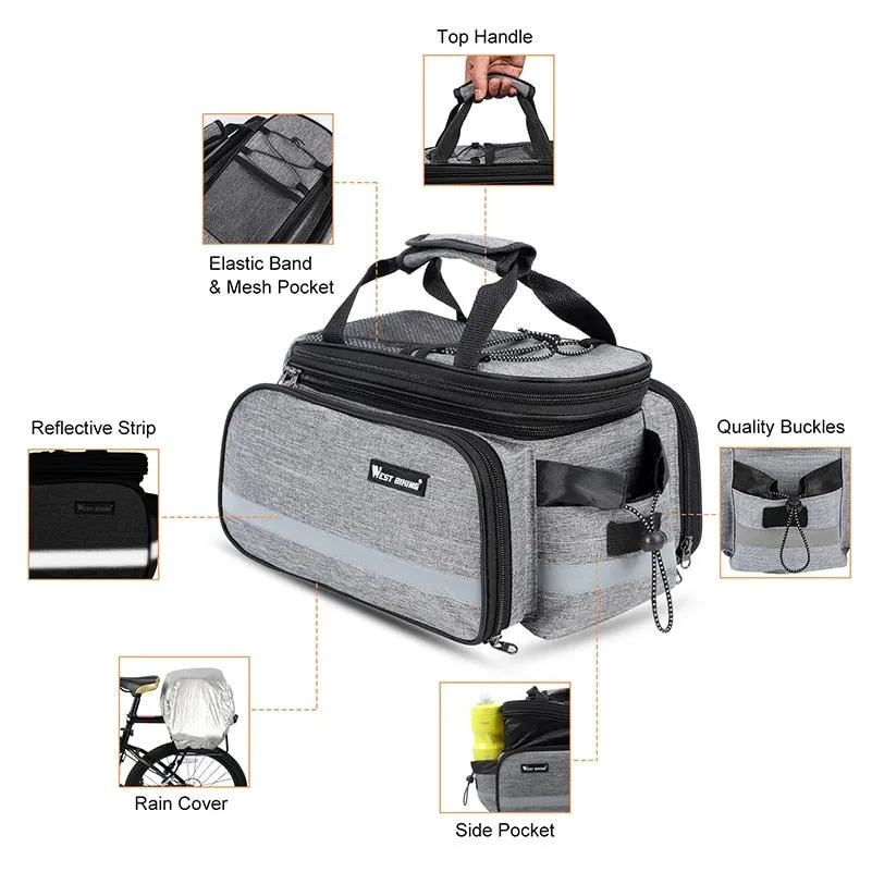 Mountain Road Bicycle Bag Bike 3 in 1 Trunk Bag Cycling Double Side Rear Rack Tail Seat Pannier Pack Luggage Carrier