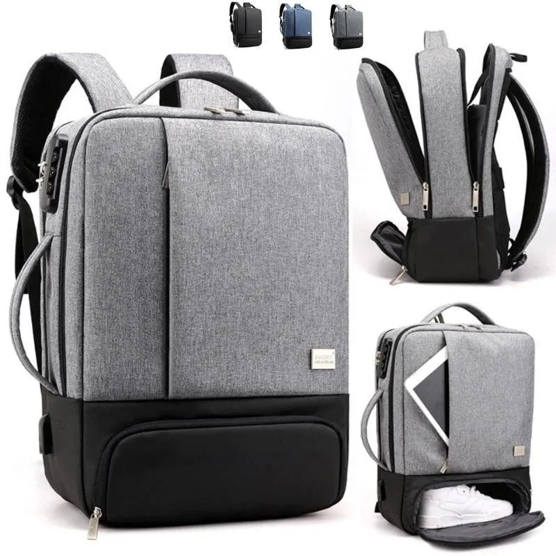 MROYALE™ Men's Anti-Theft Laptop Backpack w/ USB Charging Port   Shoe Storage