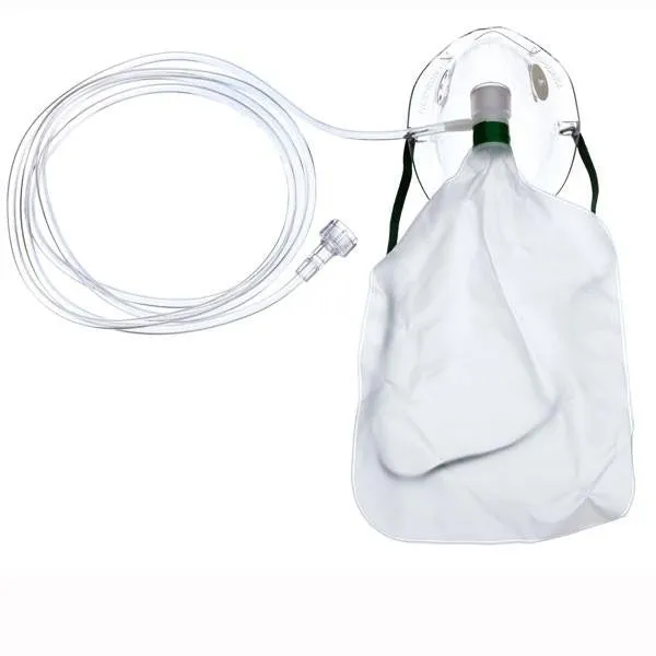 Non-Rebreathing Oxygen Mask, Adult with 7' tubing, Universal Connector and vent Hudson