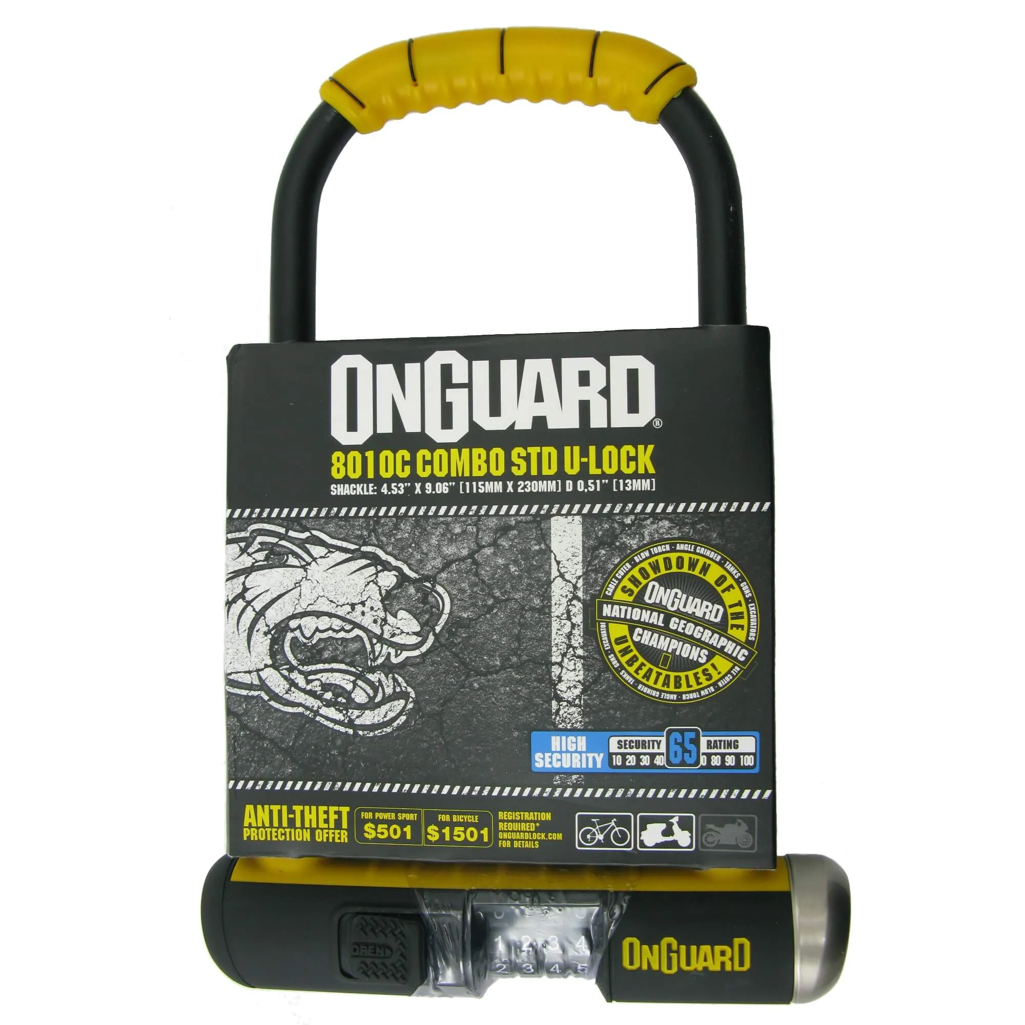 OnGuard 8010C Bulldog 9x4.5" Combo U-Lock