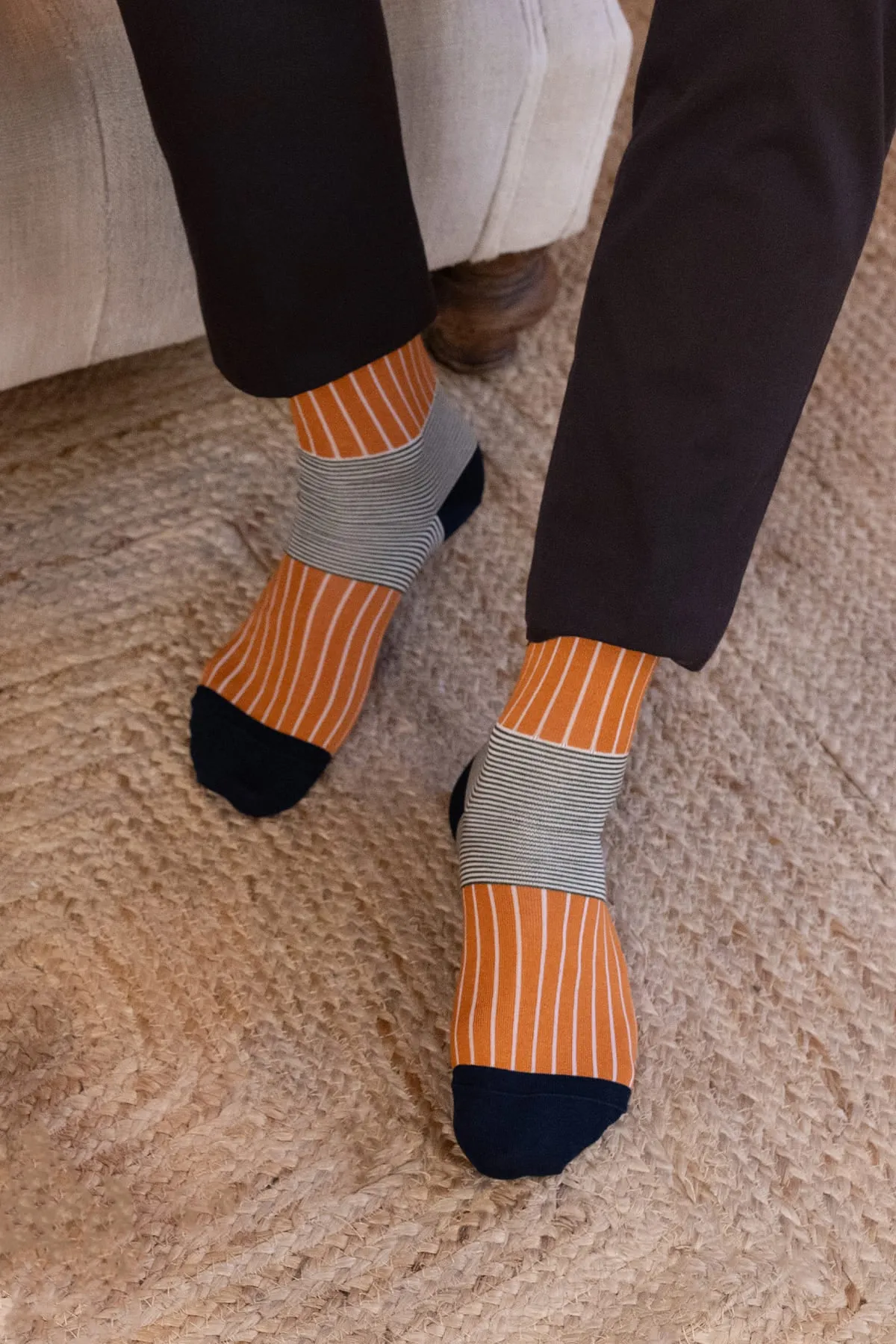 Oxford Stripe Men's Socks - Orange