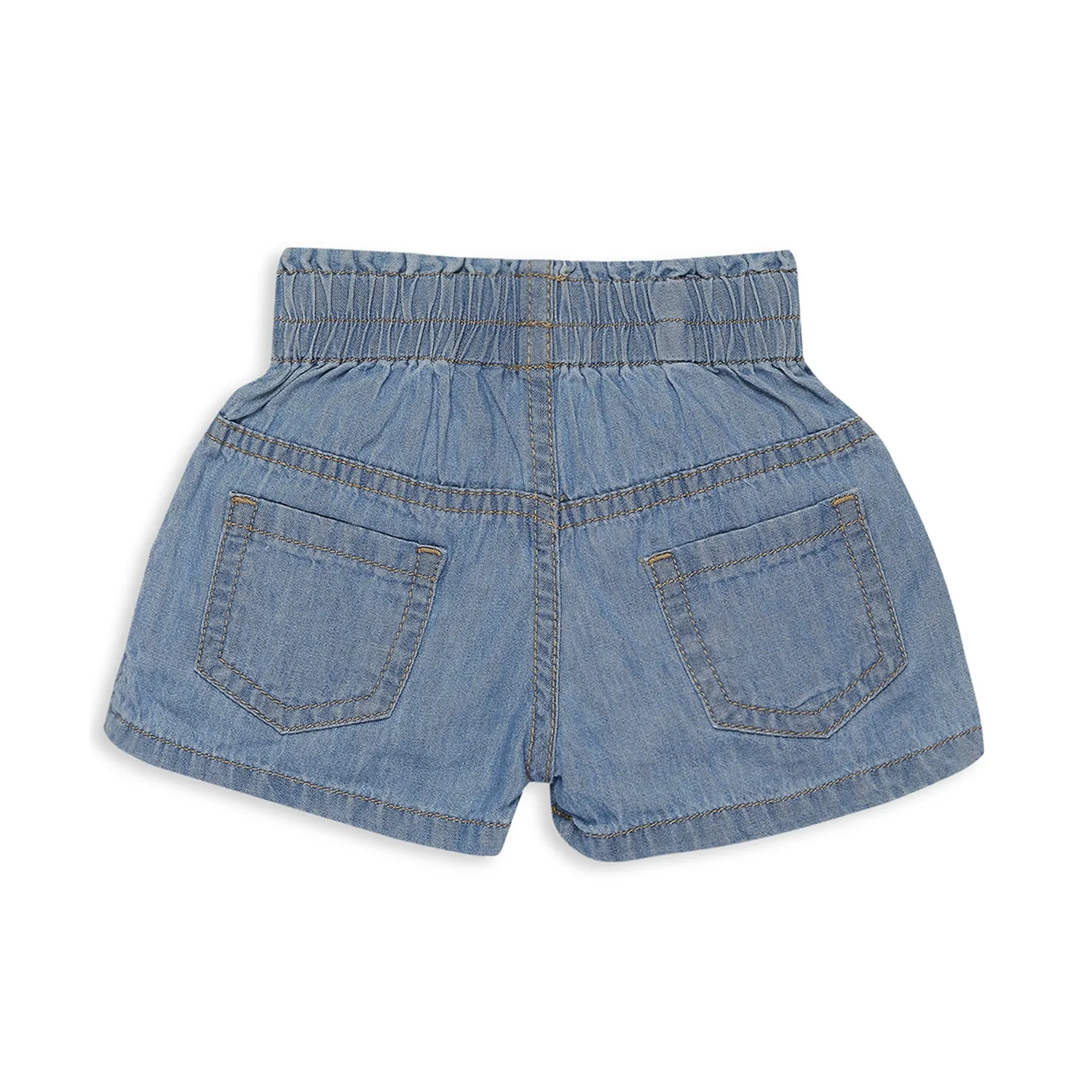 Paperbag Waist Denim Shorts - Girls