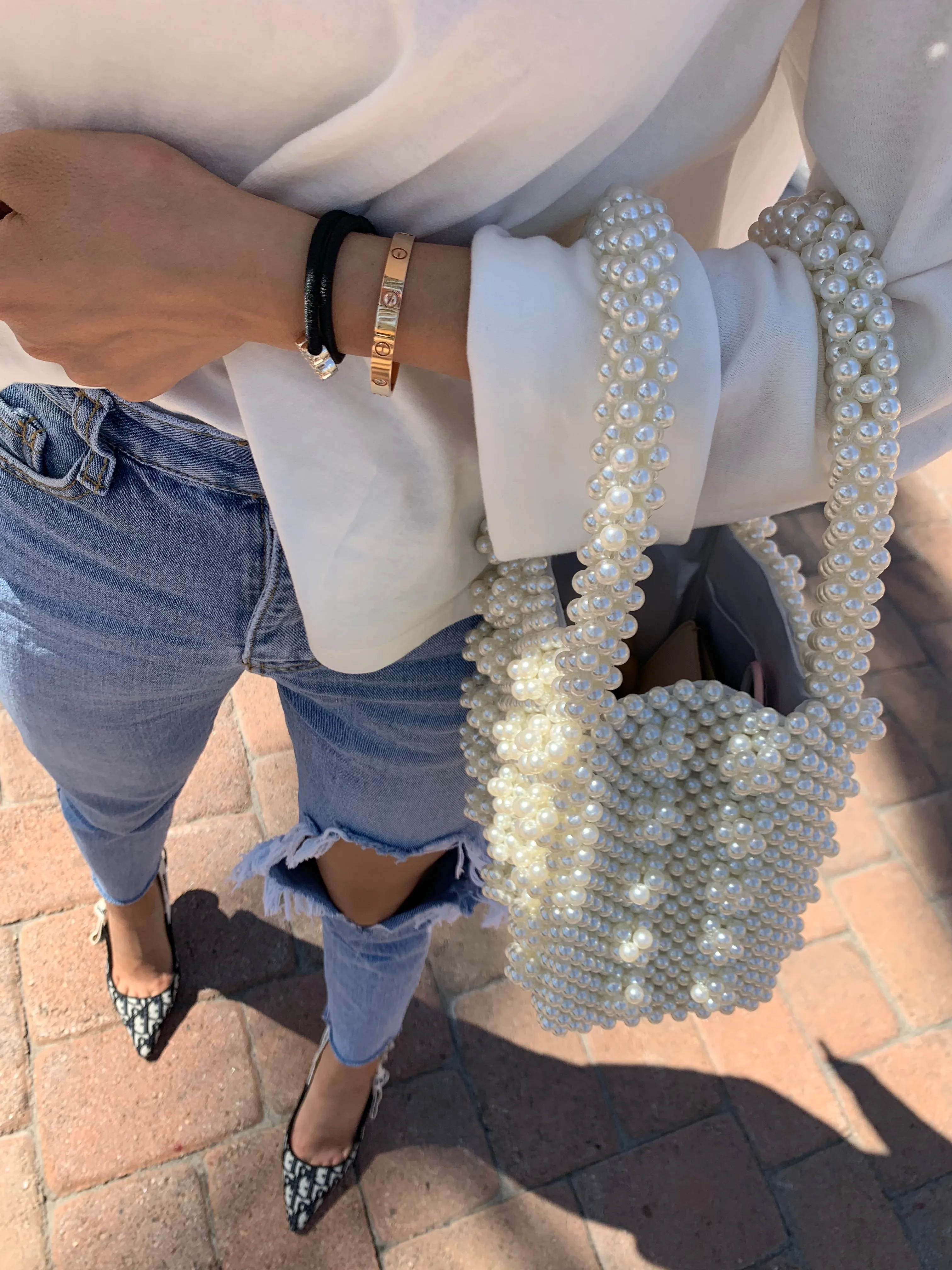 Pearl Beaded Tote Bag