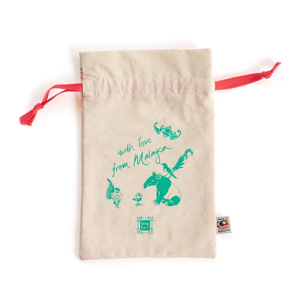 Peranakan Tiles Burung Murai Drawstring Gift Bag (Small)