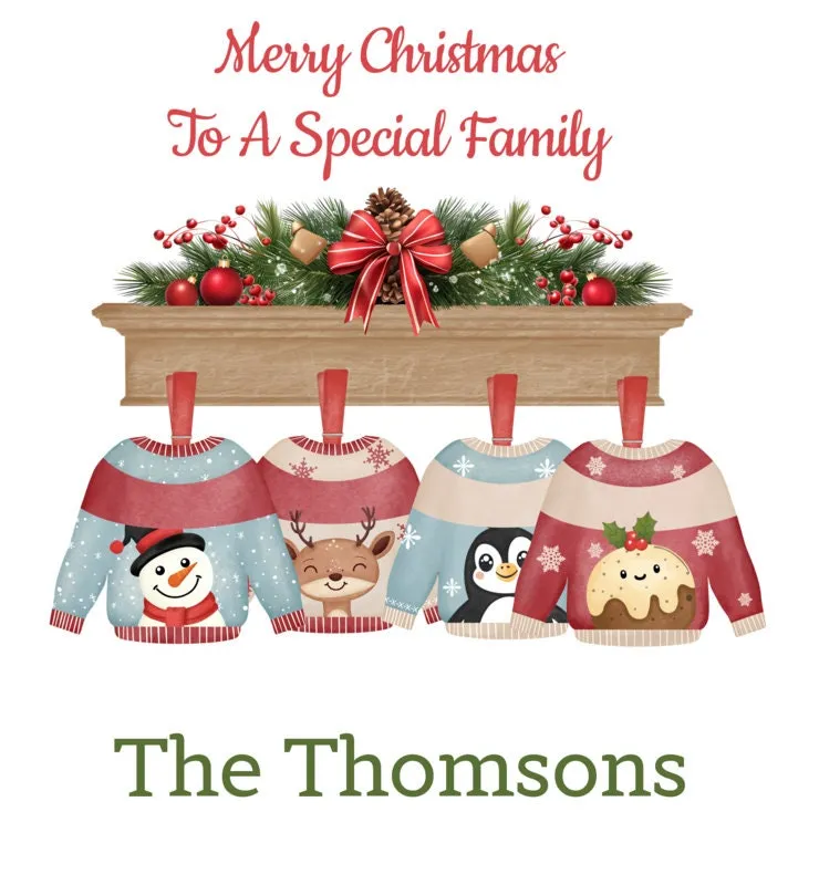 Personalised Christmas Gift Bag , Family Christmas Gift Bag, Christmas Jumper Gift Bag Son Daughter