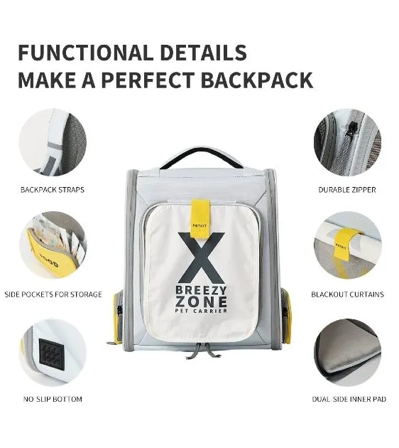 PETKIT Breezy Zone Backpack Carrier (Grey & Yellow)