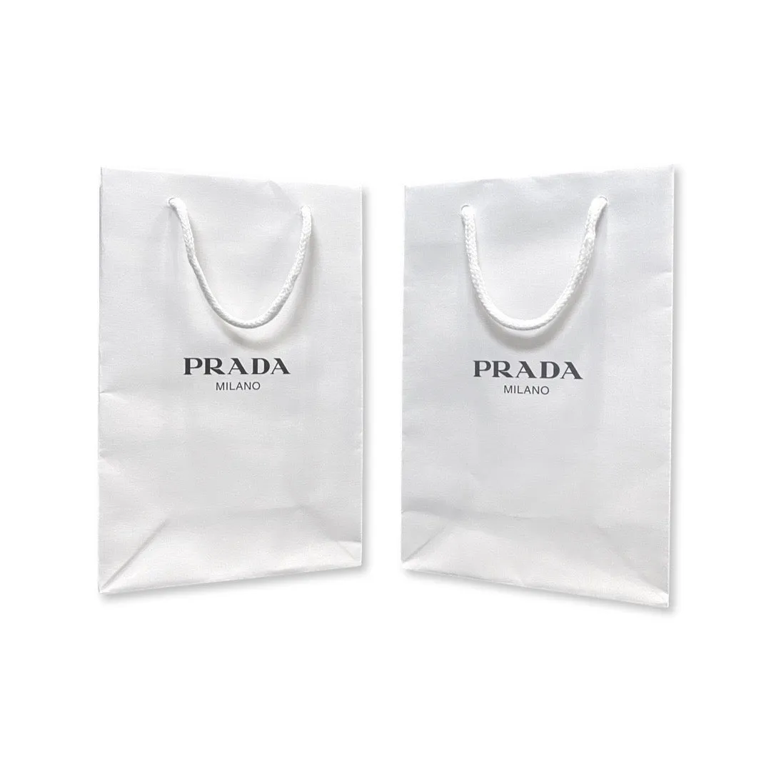 Prada Shopping Gift Bag Authentic Designer White Paper Small Set of 2